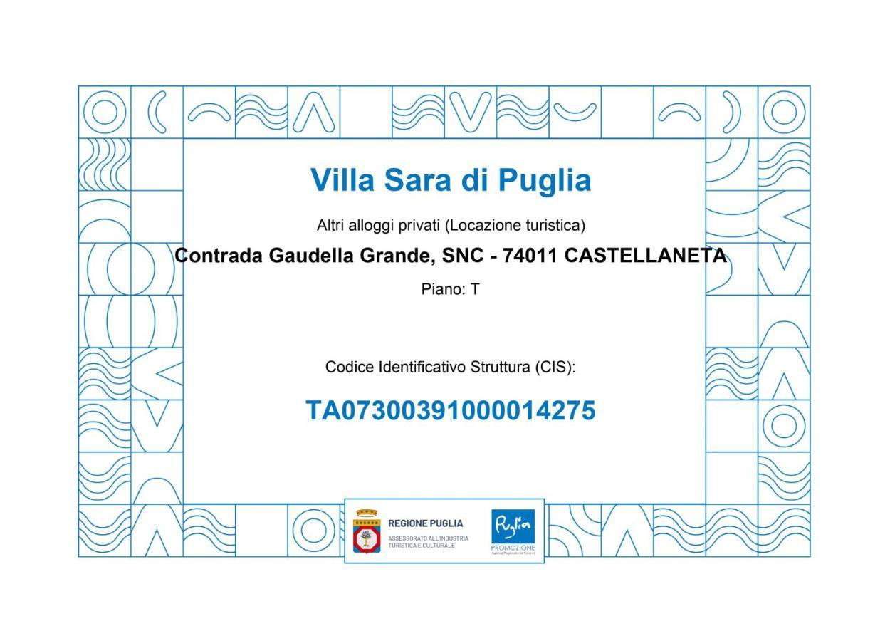 Villa Sara Di Puglia كاستلانيتا المظهر الخارجي الصورة